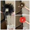 Tassel Hair Clip Peony Flower Hair Claw Elegant Grasping Clip Women