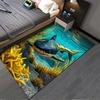 "Ковер с 3D-изображением океанской акулы и подводной сценой с дизайном из желтых водорослей" Подходит для использования в качестве противоскользящего коврика для гостиной, спальни, диванов