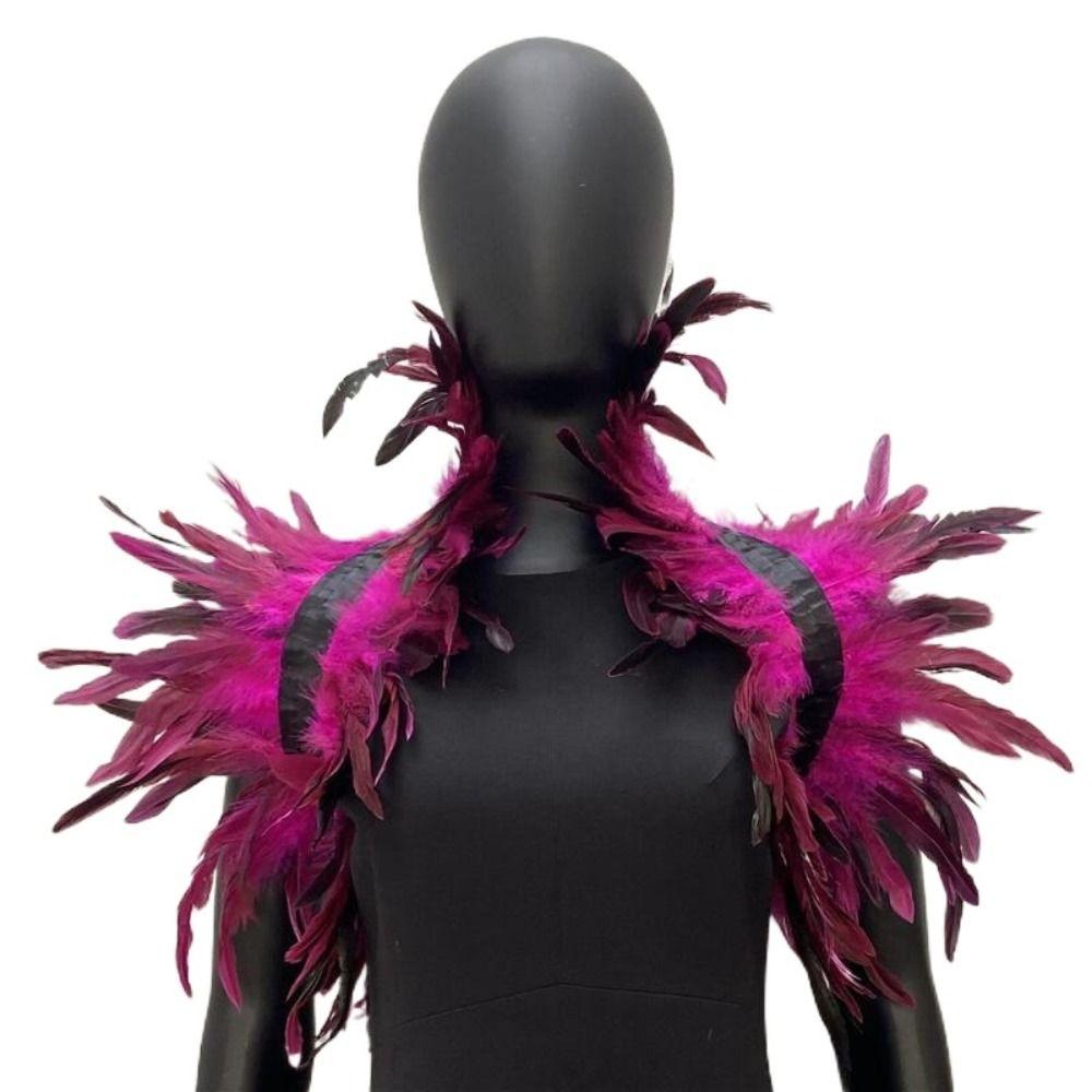 Punk Feather Shawl Natural Feather Fake Collar Luxury Feather Shoulder Cape  Cosplay