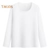 Women Thermal Tops Round Neck Long Sleeve Velvet Lining Bottoming Tops Slim Fit Solid Color Warm Tee Shirt