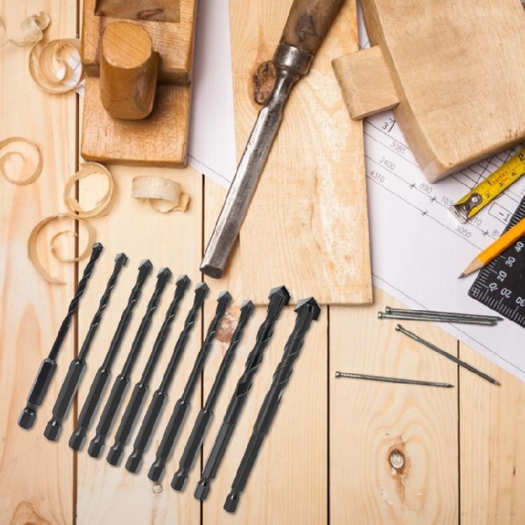 10Pcs Multifunctional Hexagonal Drill Bits Ceramic Wall Tile Glass Punching Hole Working Drilling Bits Accessories