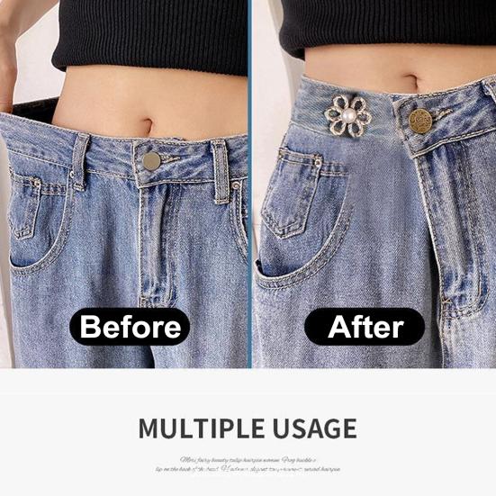 Цветочные джинсы пуговицы брюки талии регулируемые без шитья пряжки декоративные джинсовые пуговицы булавки для свободных джинсов брюки юбки
