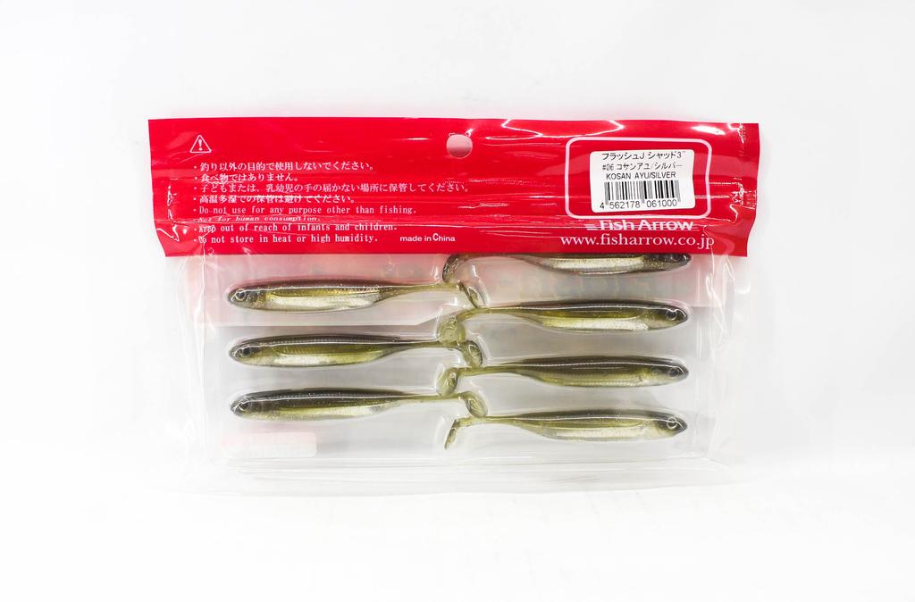Fish Arrow Мягкая приманка Flash J Shad 3 дюйма, 7 шт. в упаковке #06 (1000)