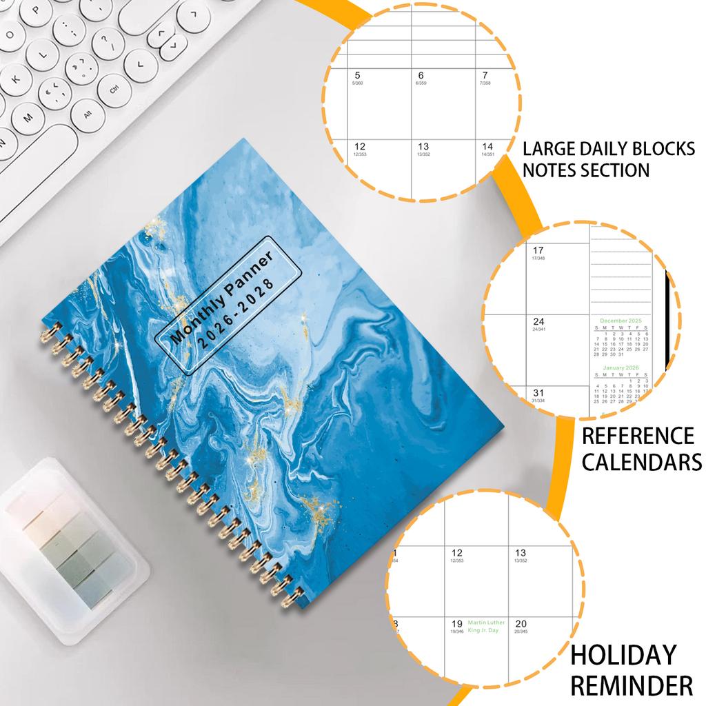 Планировщик месячного календаря на 2026-2028 годы, Органайзер месячного расписания на 3 года