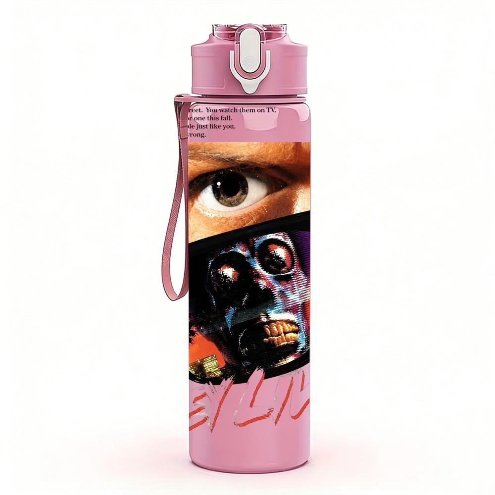 1PC Black Female Portrait A 750ml sports water bottle leakproof straw lid outdoor office home
