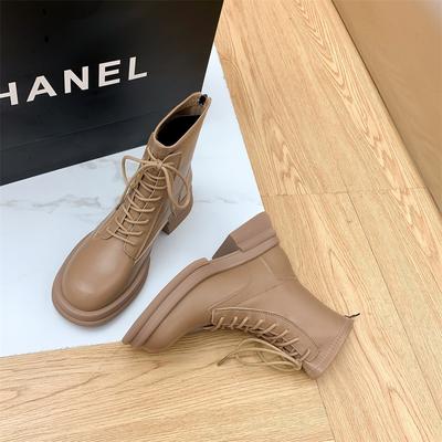 Новые осенне-зимние бархатные ботинки Мартина на толстой подошве, женские ботильоны на толстом каблуке, одинарные ботинки, кожаные женские ботинки, эластичные тонкие ботинки