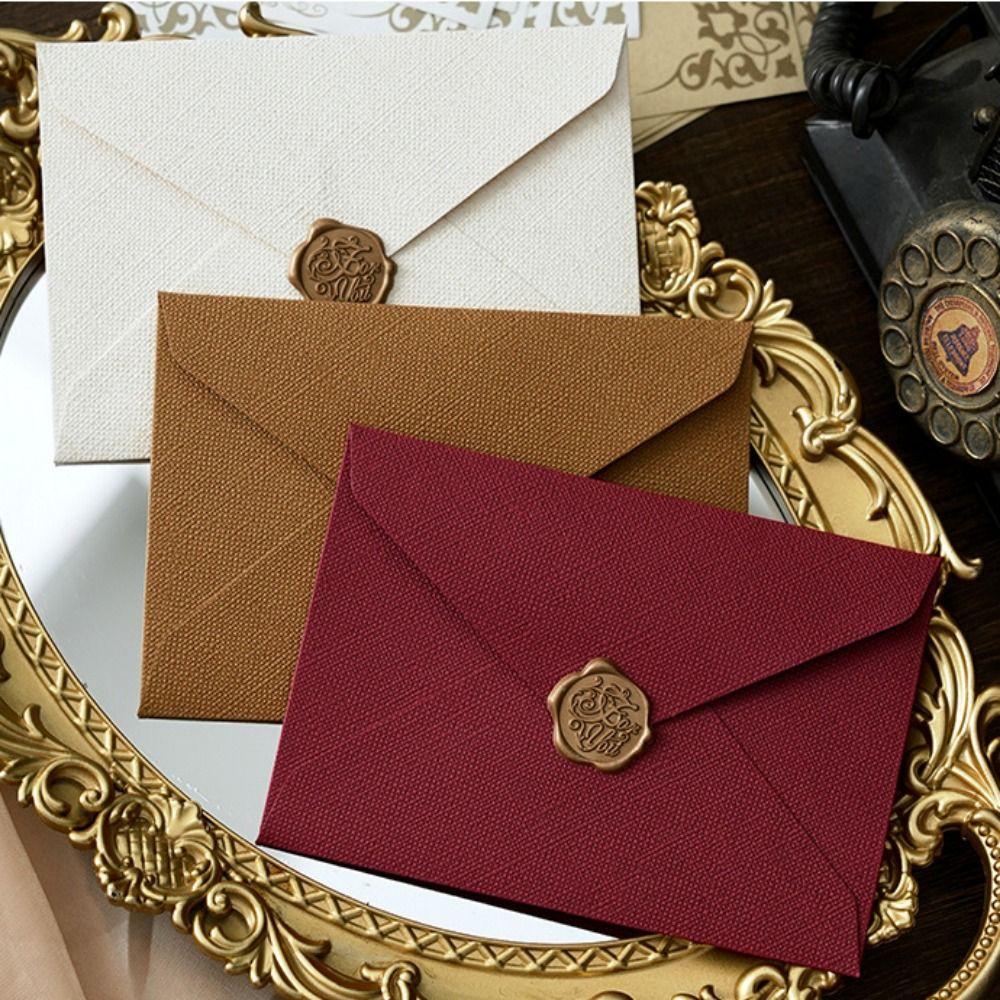 3pcs Vintage Lacquer Envelope Red Envelope Stationery New Love Letter Invitation Postcard