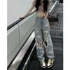 New Fashion High Quality Design Sense Large Size Washed Ripped Jeans Women Summer Spice Girls High Waist Straight Loose Jeans