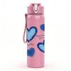 1PC Stacked Blue Pastel Heart Print 750ml Color Plastic Sports Water Bottle Leakproof Flip Straw Lid Suitable for Sports Office Home Use