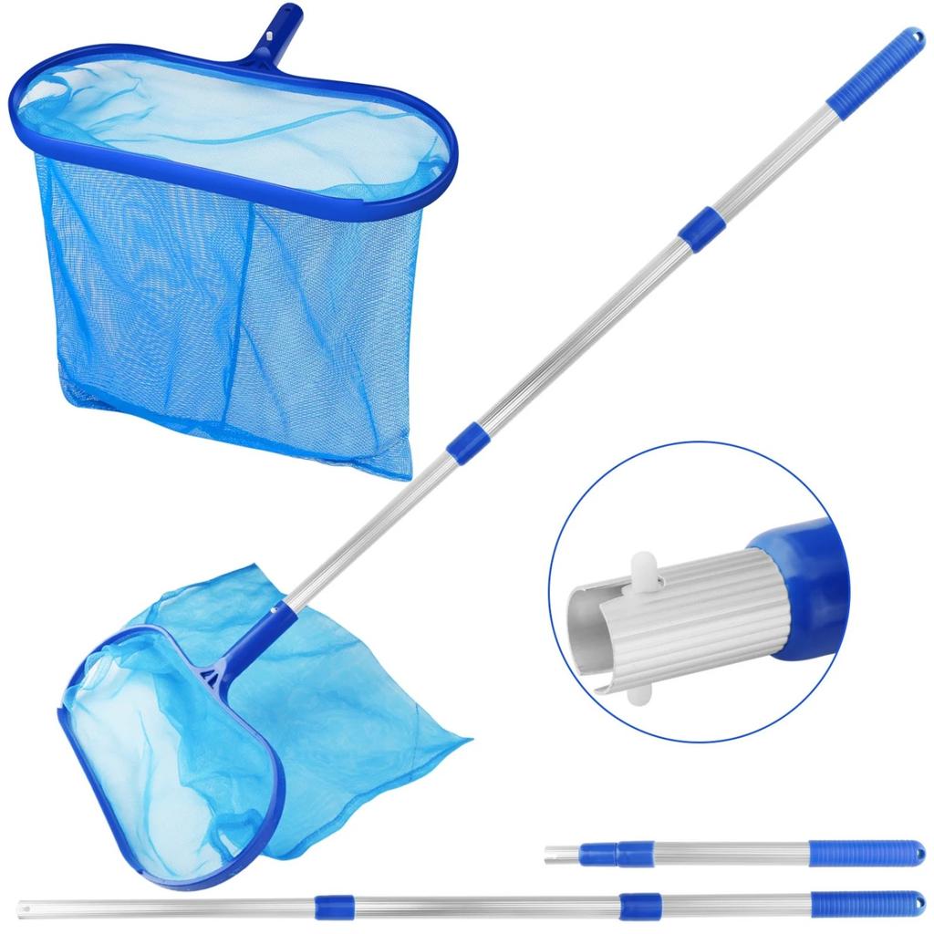 Средство для удаления листьев из бассейна, большая корзина, широкая сетка для очистки, 42-дюймовая телескопическая алюминиевая штанга