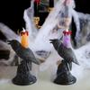 Gothic Raven LED Candles Realistic Table Lamp Black Crow Statue Glowing Candlestick  Halloween
