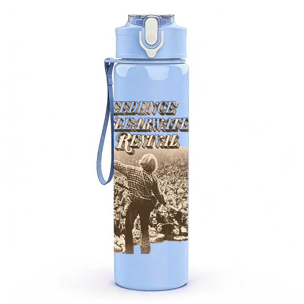 1PC Retro desert cowboy vintage print 750ml colorful plastic sports water bottle leakproof pop up lid with straw for outdoor work home use