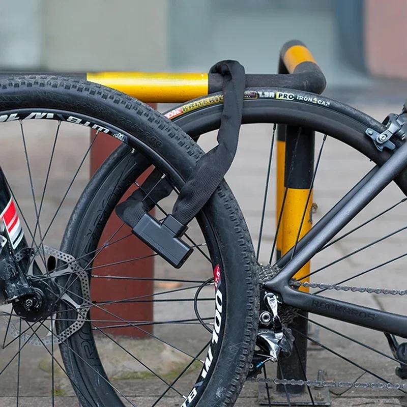 ROCKBROS Велосипедный Замок MTB Дорожный Толстый Противоугонный Цепной Замок Замок с Сопротивлением Резке Для Электромотоцикла Велосипеда Аксессуар