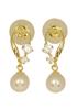 18k Gold Pearl Earrings with Super Cubic June Sa468 [Four-Leaf Clover] Zirconia, Birthstone, Women's