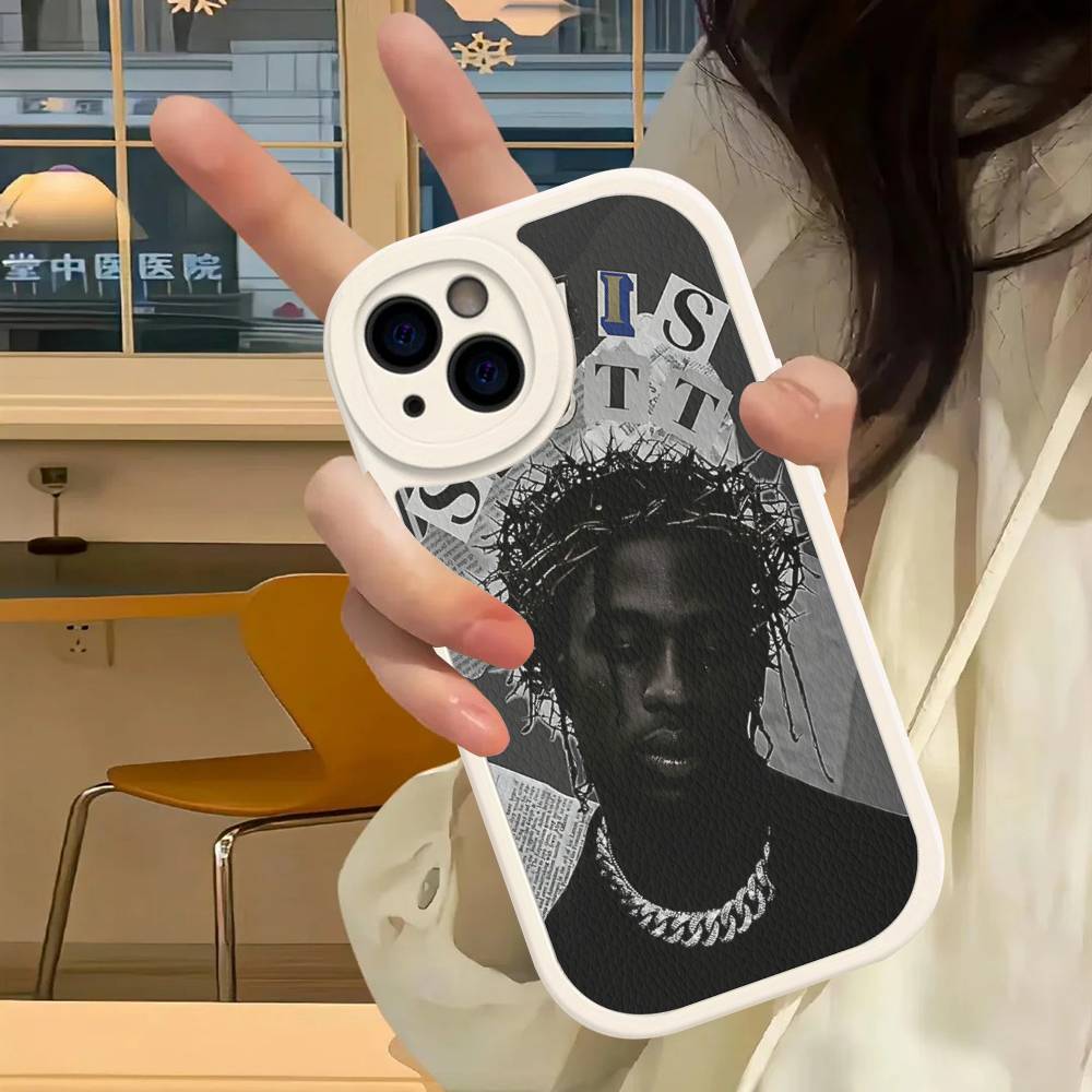 Чехол для телефона из кожи с изображением Трэвиса Скотта для iPhone 16 15 14 13 12 11 Pro Max Plus