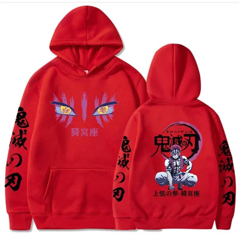 Japanese Anime Autumn New Hoodies for Men Akaza Manga Graphic Streetwear Pullover Hoody Long Sleeve Hooded Sweatshirt