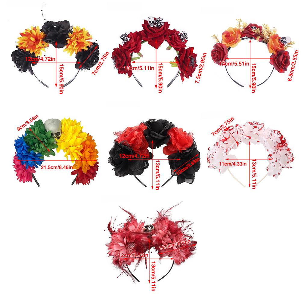 Головной убор в виде черепа паука на Хэллоуин, карнавальный костюм, мексиканская роза, корона для женщин