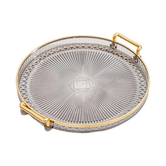 Акриловый сервировочный поднос, круглое сервировочное блюдо с ручками, декор для журнального столика, десертный поднос для столовых приборов, кухонная столешница