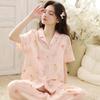 Pajamas women's summer chest pad pure cotton cotton yarn simple casual short-sleeved trousers can be worn outside loungewear set 19