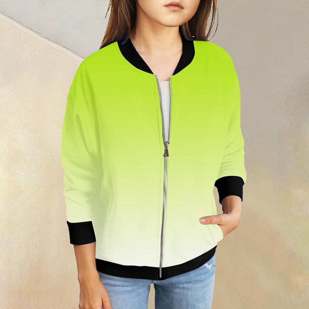 Куртки на молнии для девочек, детские осенние толстовки с длинными рукавами, верхняя одежда с карманами 5-15 лет