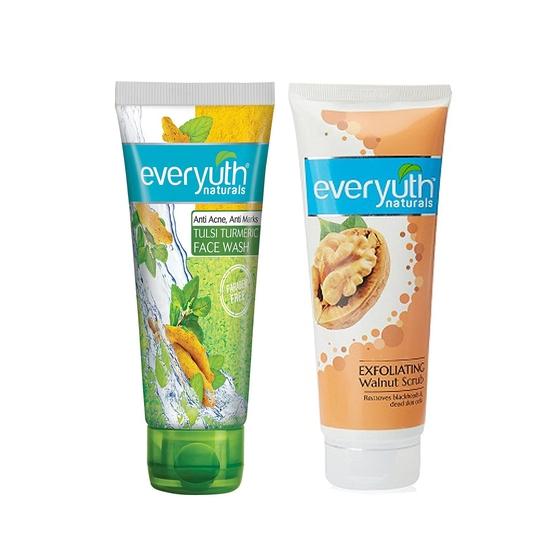 EVERYUTH NATURALS СКРАБ +ТУЛСИ КУРКУМА СРЕДСТВО ДЛЯ УМЫВАНИЯ ЛИЦА ОТ АКНЕ 50 г+50 г