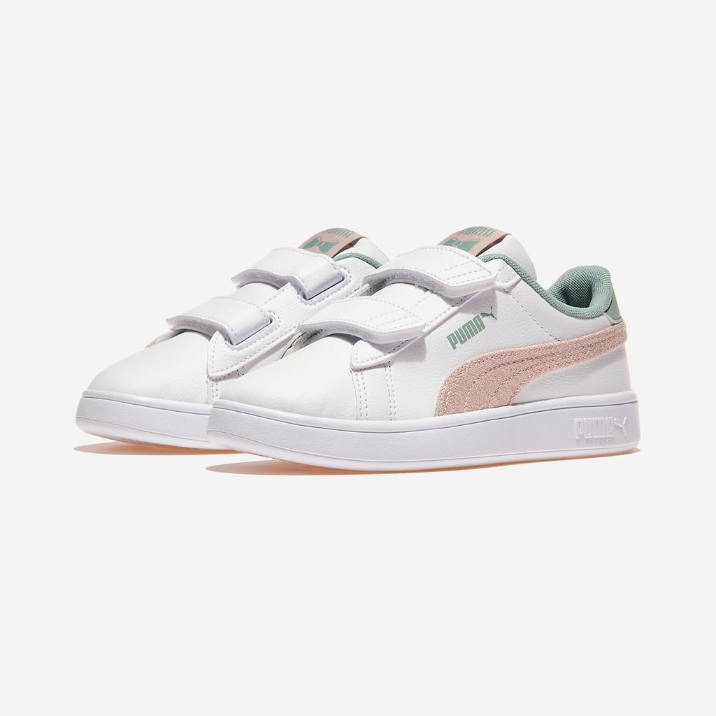 [Puma] Smash 3.0 Girl Velcro Preschool [PKI40341801-PUMA White-Mauve Mist-Light Moss]