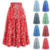 Women's Ruffled Spring Casual Long Skirt Plain Color Skirt Retro Pleated Skirt