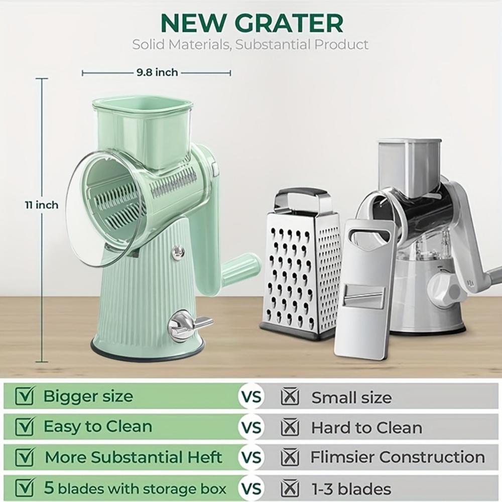 Multifunctional Vegetable Cutter, Roller Shredding and Slicing Meat Grinder, Household Anti-injury Hand Crank Wire Wiping Artifact