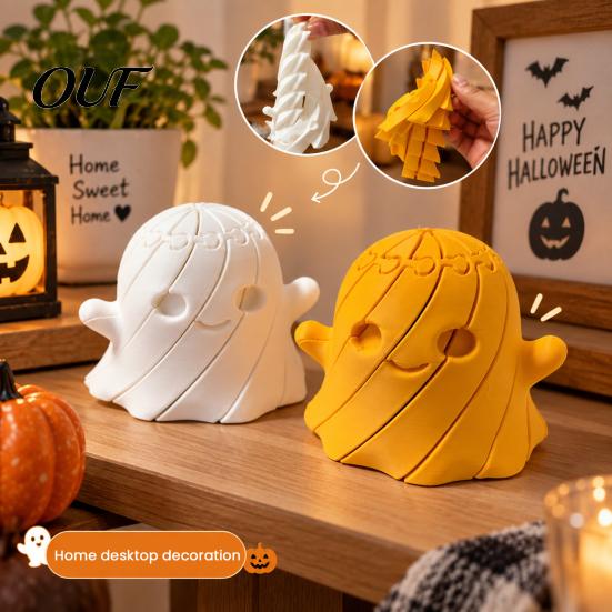 Unique Halloween Gifts 3D Printed Ghost Fidget Toy, Flexible Slippery Sensory Toy for Kids Adults, Funny Office Desk Gadgets Stress Relief Figurine