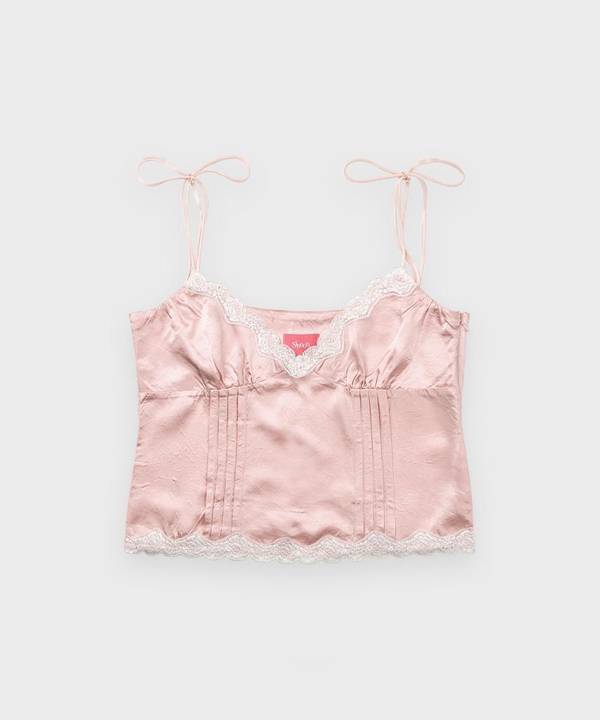SINOON Satin Lace Sleeveless Blouse (Pink)