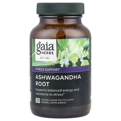 Gaia Herbs, Корень ашваганды, Растительные жидкие фитокапсулы, 120 таблеток