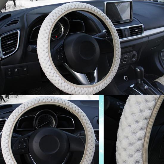 Стильный зимний теплый противоскользящий плюшевый защитный чехол на рулевое колесо автомобиля
