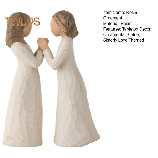 Resin Sister Figurine Tabletop Sisterhood Friendship Ornament Living Room Bedroom Decor Girls Sisterly Love Sculpture for Sister Friends Gift
