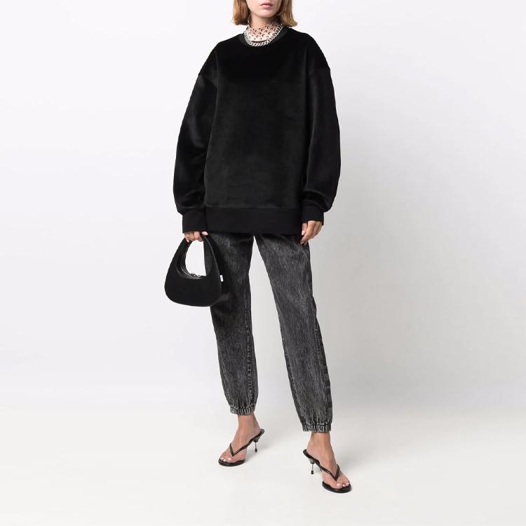 Y-3 FW21 Логотип бархатный однотонный свитшот с круглым вырезом унисекс свитшот черный HB3339