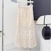 2025 New Skirt Women Knitting Lace Solid Hollow Out Sexy Hollow Summer Style Loose Basic