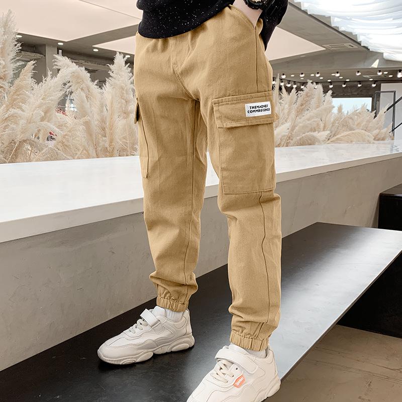 Boys' Cargo Pants - Spring/Autumn 2024, Stylish Casual Cotton for Kids, Middle & Big Children.
