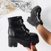Fashion Winter Brand New Women Platform Boots Goth Fashion Mid Calf Boots Women Punk Motorcycle Chunky High Heeled Shoes for Women