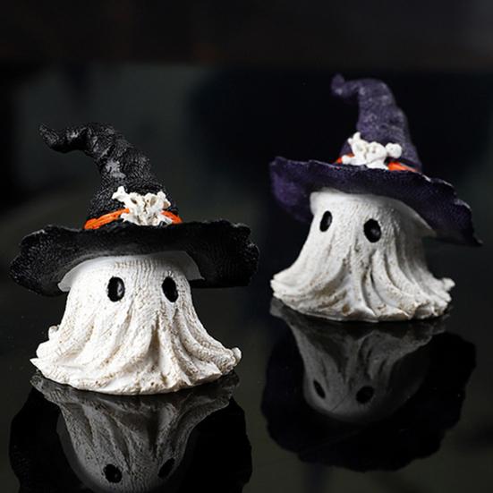 Halloween Ornament Ghost Mage Style Resin Statue Playful Smile Face Figure Lightweight Halloween Party Decor