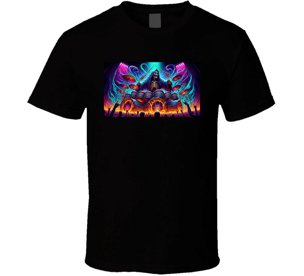 Grim Reaper Drummer Band Heavy Metal Rock Drums T Shirt