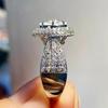 Huitan Women Charming Ring Inlaid Full Bright Cubic Zirconia Elegant Accessories Fashion Versatile Jewelry for Wedding PartyGood product