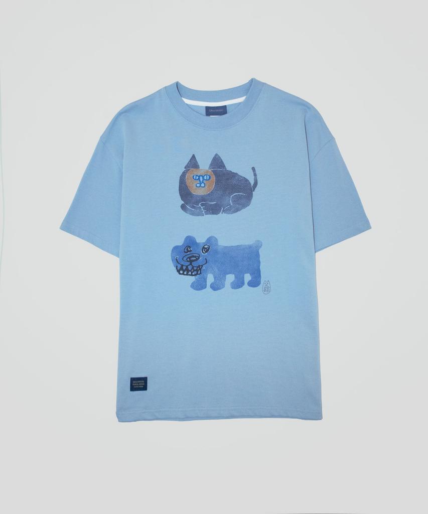 GROUNDWORK Cat And Dog T-Shirt / Sky Blue