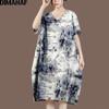 2021 летнее платье больших размеров, винтажное пляжное платье с цветочным принтом, женское платье из хлопка и льна, большие размеры 5XL 6XL, женское длинное платье