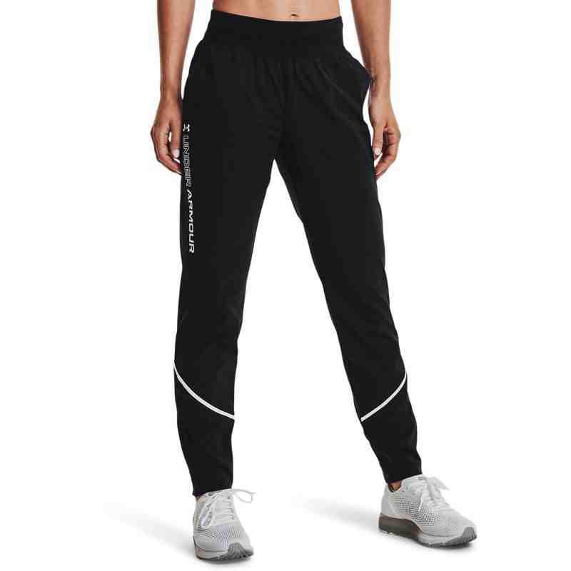 Under Armour Letter Stripe Training Woven Pants Women Bottoms Black 1365659-001