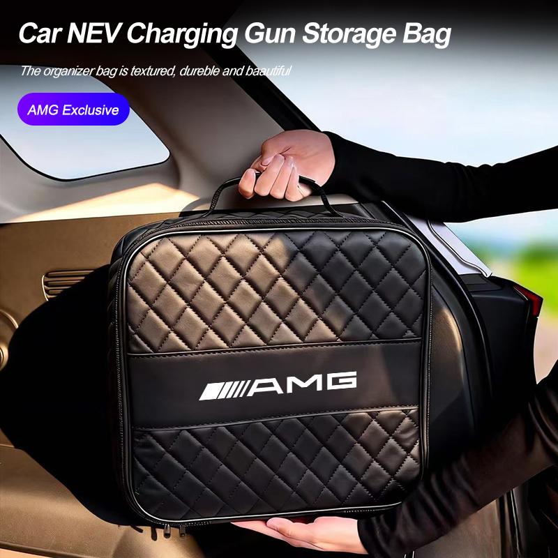 MITV3 Car NEV Charging Gun Storage Bag EV Organizer Box For Mercedes Benz AMG W203 W205 W206 W211 W220 W212 W201 W210 W108 W168 W214