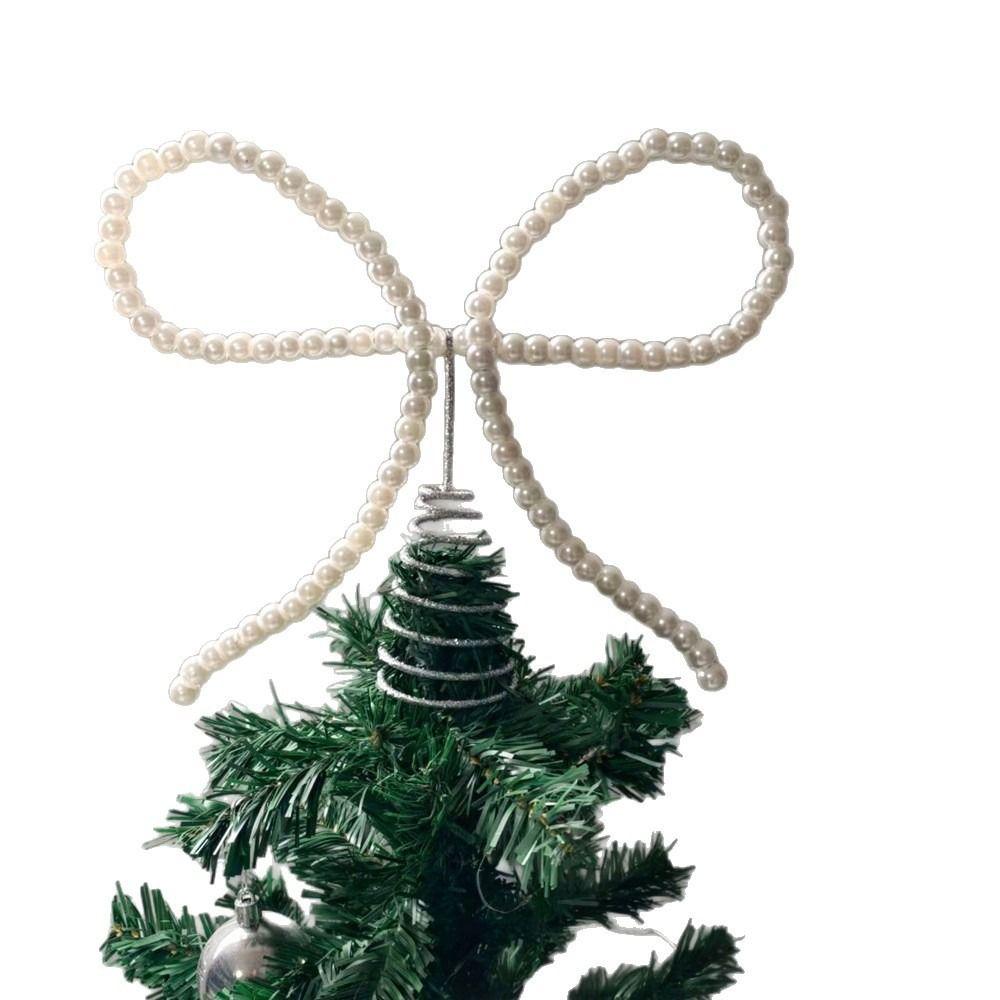 Pearl Bead Tree Topper Decor Looped Shape Xmas Ornament Elegant Christmas Tree Charm Holiday