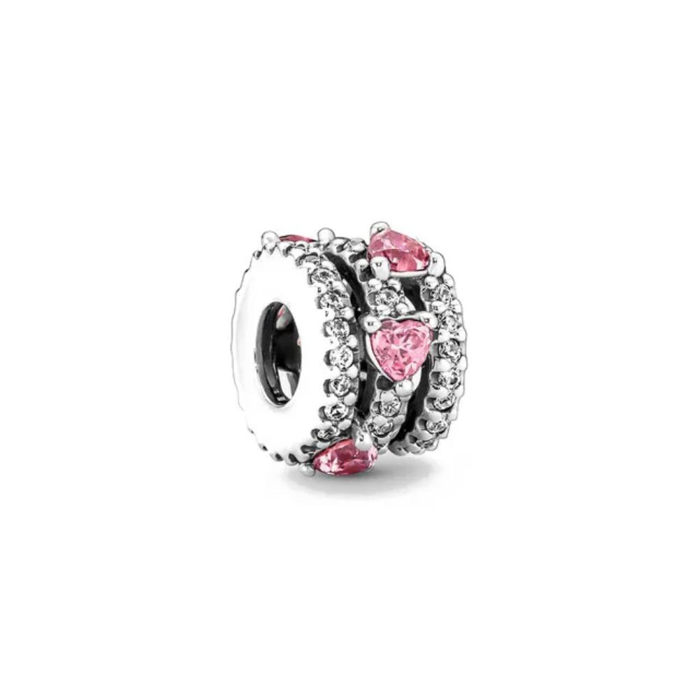 New 925 Silver Heart Spacer Beads for DIY Bracelet Fashion Jewelry Women Accessories Openwork Charm