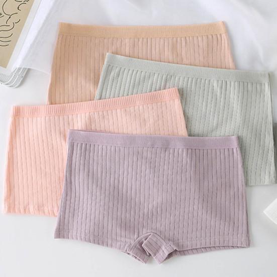 Women Underpants Slim Fit Solid Color Elastic Waistband Mid Waist Good Breathability Lady Boxers Female Daily Underwear