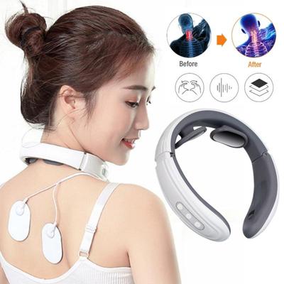 Электрический импульсный массажер для шеи и плеч, разминающий, 4 головки, TENS, магнитный импульс, нагревающий компресс, расслабление шейных позвонков, облегчение боли, массаж, забота о здоровье
