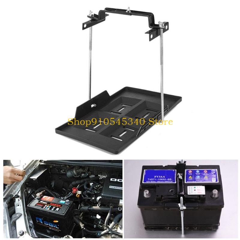 U2JA Iron Automotive Battery Tray Adjustable Universal Battery Hold Down Tray Bracket for Safe Vehicle Storage