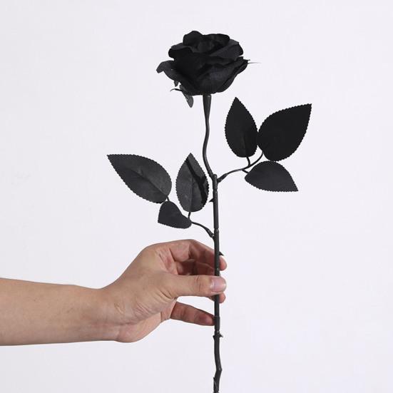 Готическая Искусственная Черная Роза Реалистичный Поддельный Шелковый Цветок Хэллоуин Домашний Офис Стол Центральная часть Искусственная Цветочная Ветка Цветочная Композиция Украшение